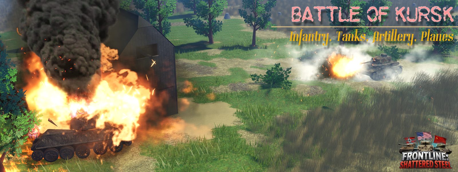 Battle of Kursk — burning armor in the field